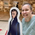 Farrah Trahan with Avo, the cardboard cutout of Avogadro.